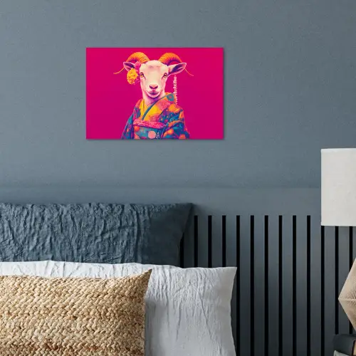 Geit - Hoorns - Kimono - Kleurrijk poster papier klein -sfeer2