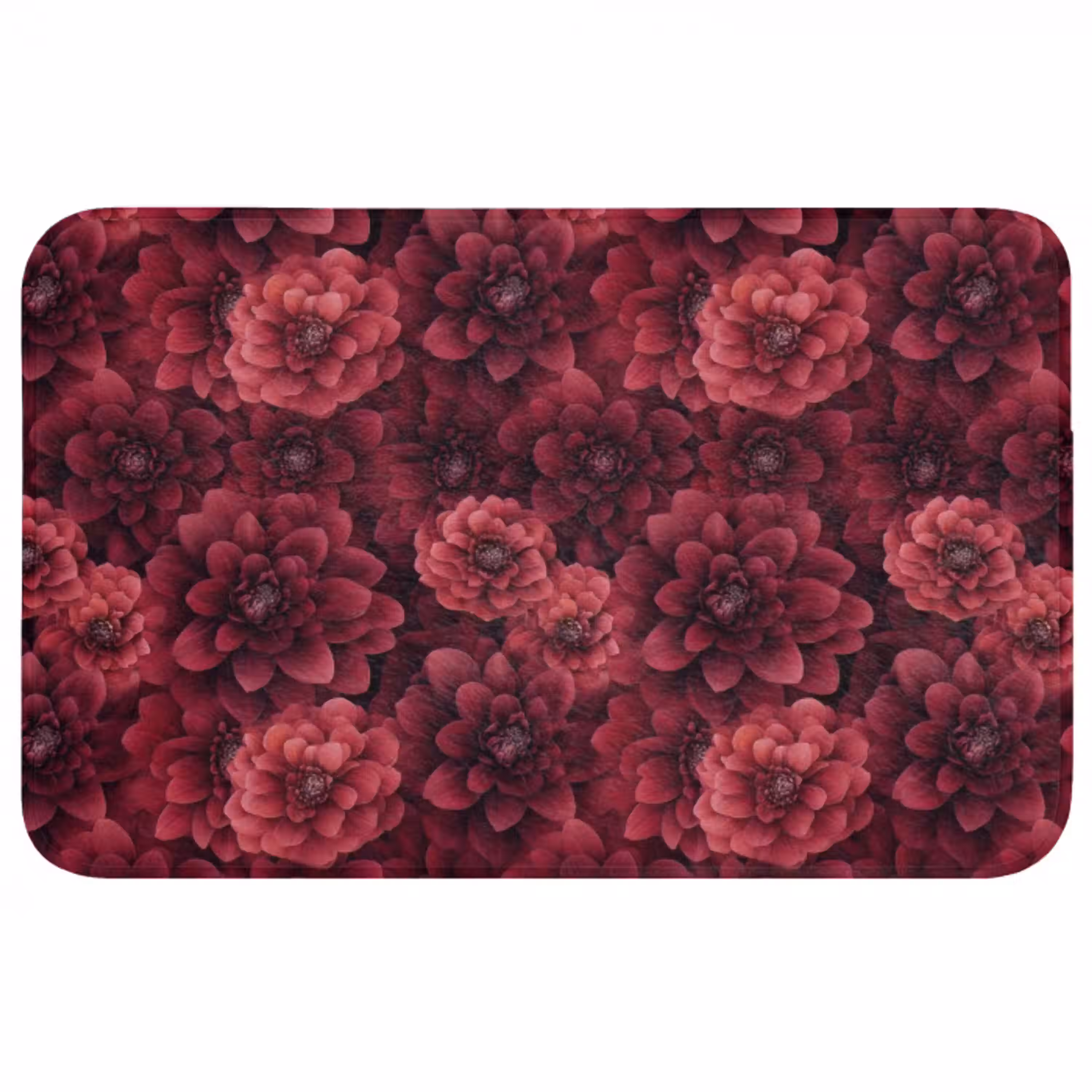 Dahlias - Bloemen - Rood Badmat middel 997 -3d
