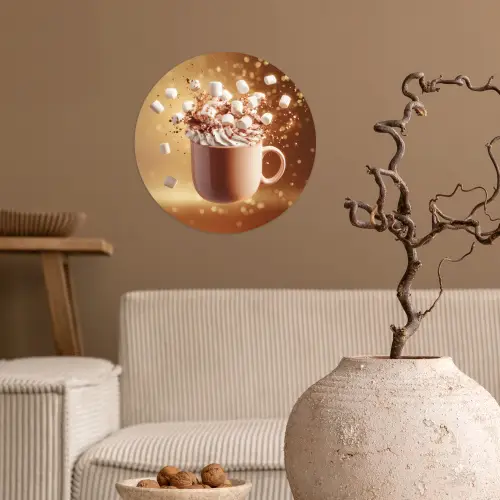 Chocomelk - Drinken - Warm - Bruin Wandcirkel behangsticker klein -sfeer1