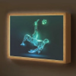 Voetbal - Voetballer - Jongen - Zwart Light Box met batterij (Wandlamp kind) middel -z3d_website