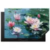 Waterlelies - Bloemen - Roze - Water Inductie beschermer vinyl 3mm klein -3d