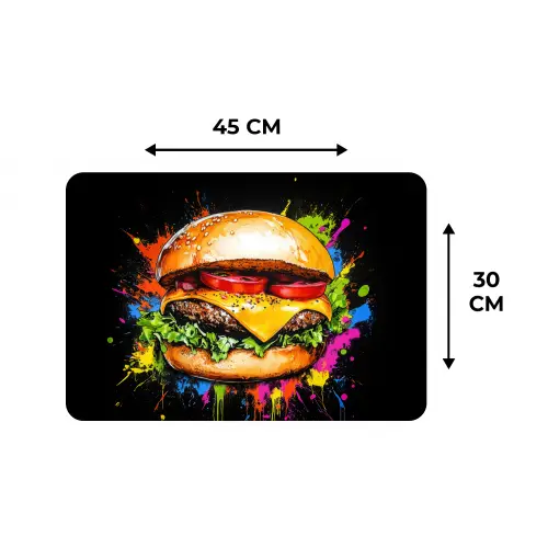 Hamburger - Graffiti - Verf - Kleurrijk - Eten - Abstract Placemat vinyl groot -specs