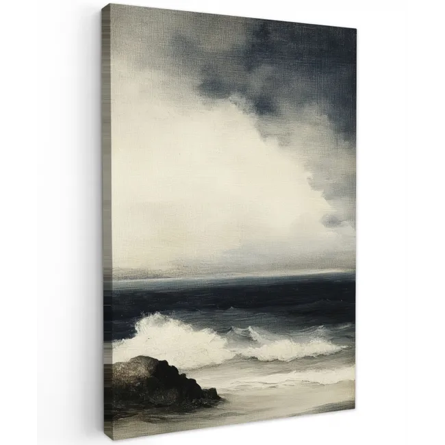 Zee - Rotsen - Storm Tuinposter op houten frame 2 cm dik klein -3d