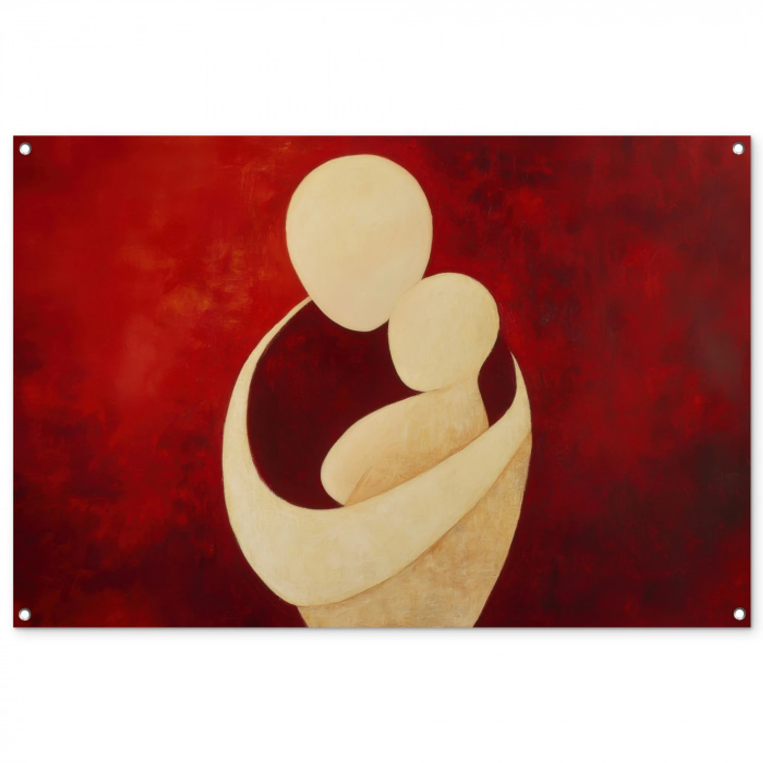 Abstract - Moeder - Kind - Rood tuinposter los doek groot -3d