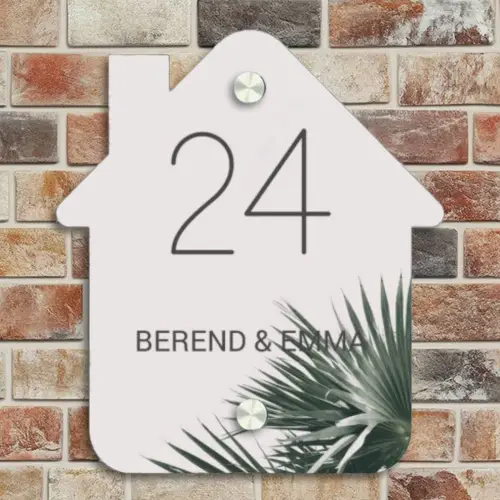 Lichtroze met palmblad - Klassiek Naambord Huisje klein -sfeer6