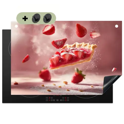 Aardbei - Taart- Eten - Roze Inductie beschemer met haakjes klein -3d