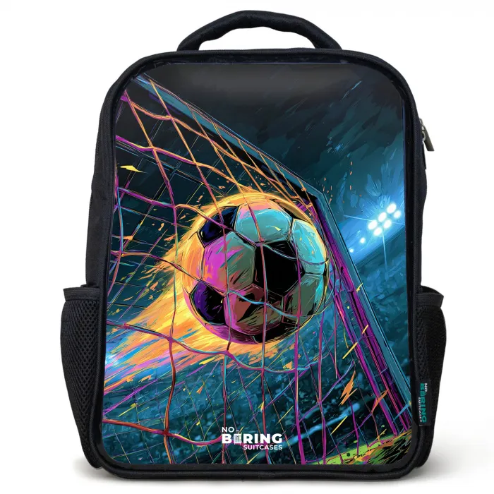 Neon - Net - Voetbal - Kleurrijk Rugzak - Zwart middel -3d