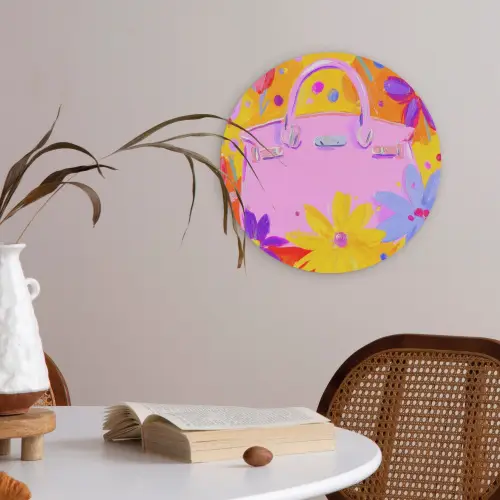 Tas - Roze - Bloemen Akoestische PET Vilt - Rond klein -sfeer3
