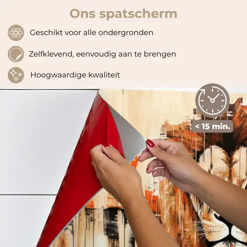 Leeuwenkop - Lijnen - Crème keuken achterwand spatscherm klein -spatscherm_NL