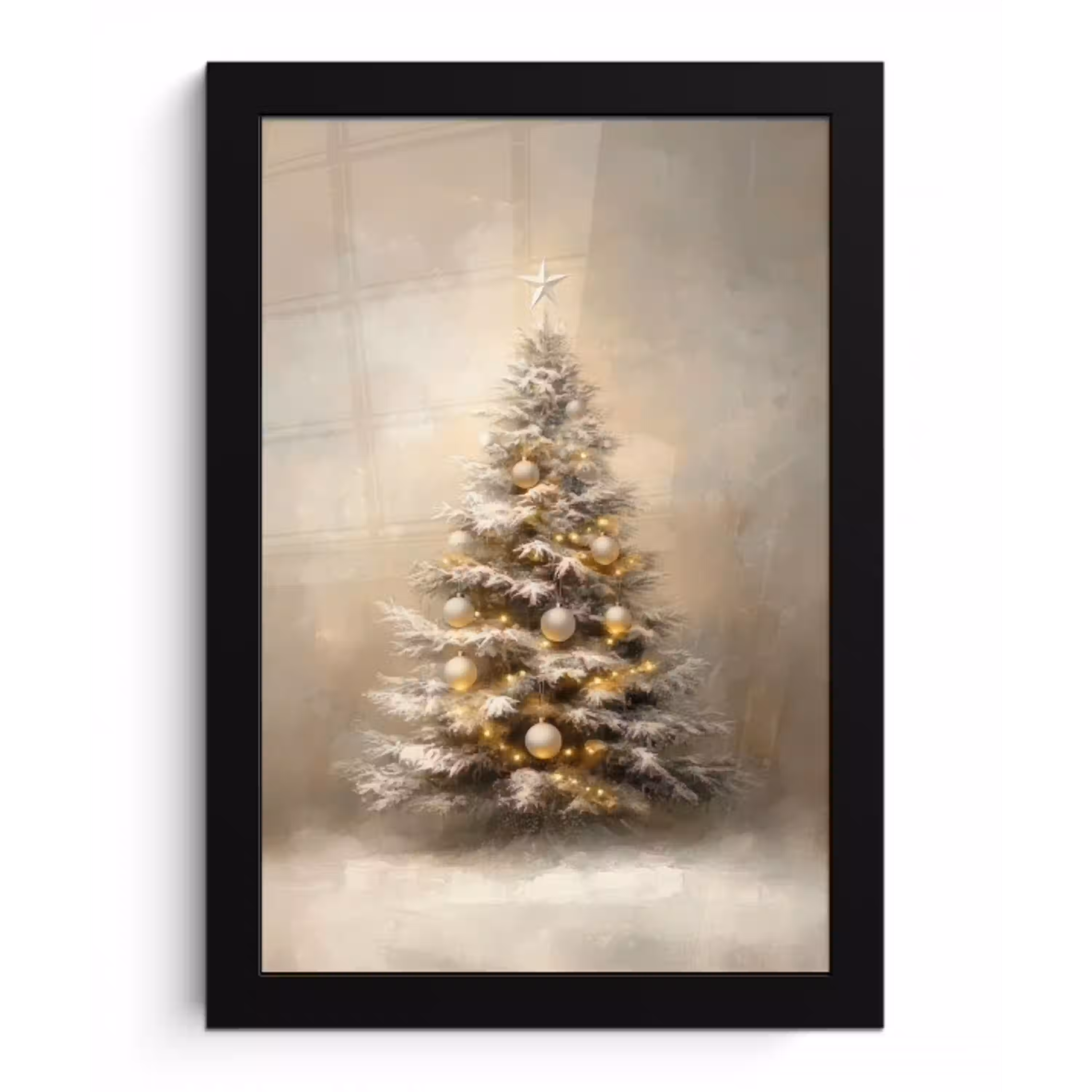 Kerst - kerstboom - Sneeuw - Art fotolijst zwart zonder passe partout klein -3d