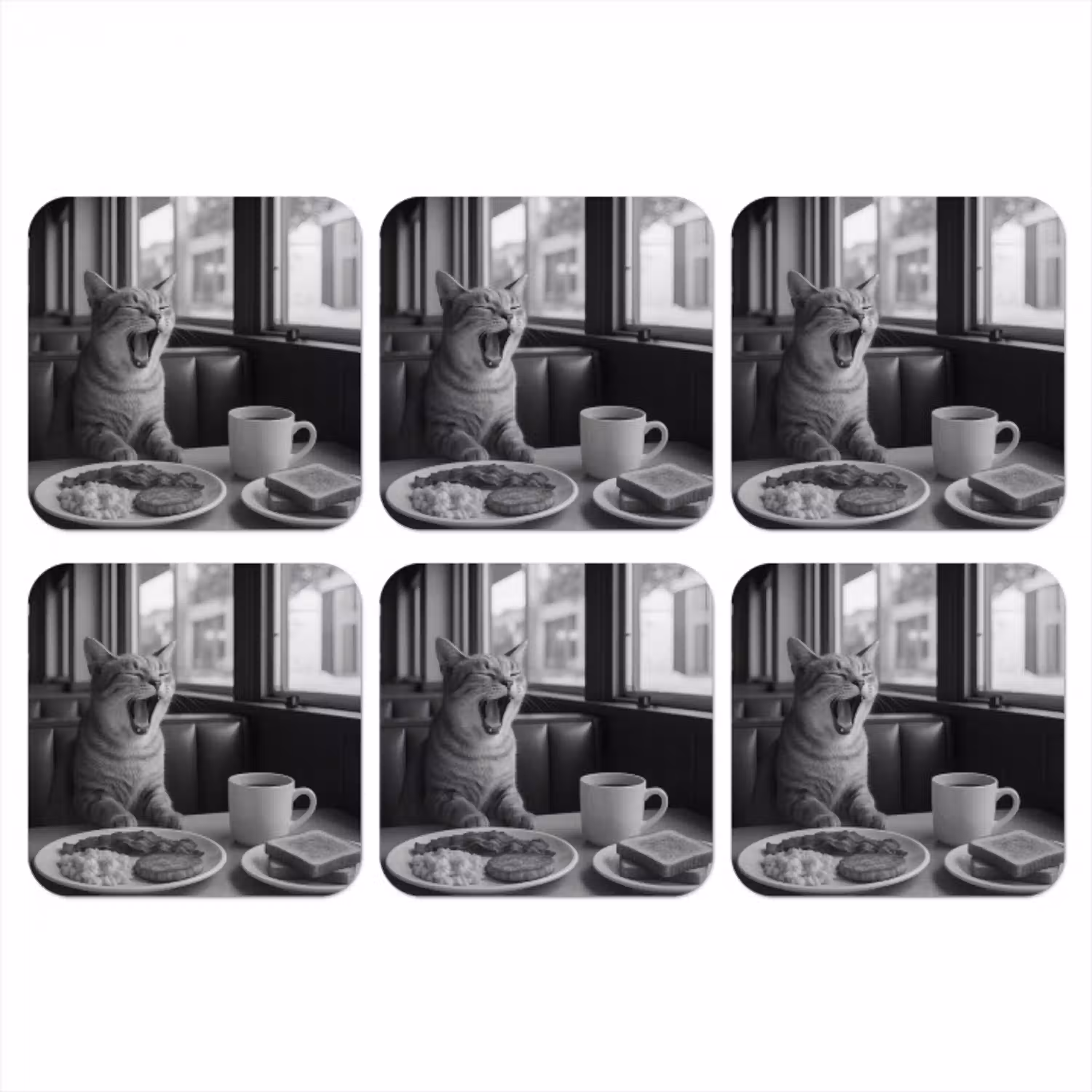Kat - Koffie - Brood - Zwart onderzetter kurk middel -3d