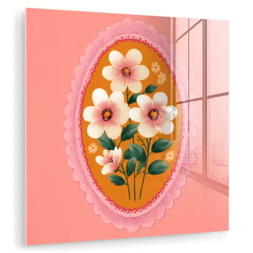 Illustratie - Bloemen - Rand - Roze plexiglas 5mm klein -zzzproduct_nieuw