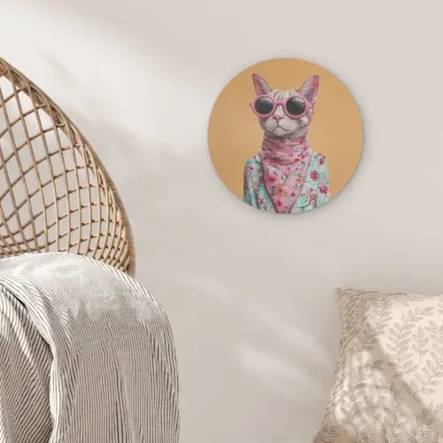 Zonnebril - Kat - Sjaal - Bloemen Akoestische PET Vilt - Rond klein -sfeer4