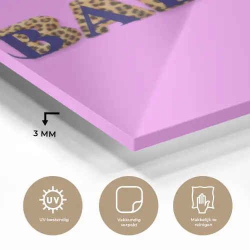 Felroze - Badass - Panterprint - Schaduw plexiglas 5mm klein -sfeer2