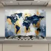 Wereldkaart - Blauw - Abstract keuken achterwand spatscherm klein -3d_website
