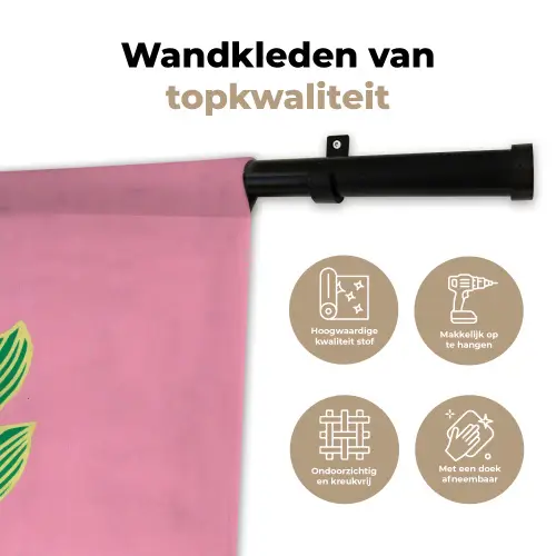 Blad - Groen - Illustratie - Minimalistisch Wandkleed katoen klein -sfeer2