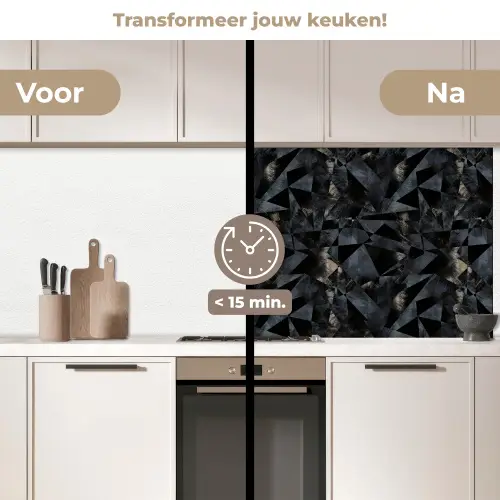 Driehoeken - Abstract - Donker keuken achterwand 2 middel 871 -voor-na2_NL