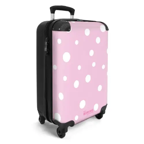 Roze achtergrond met witte stippen NBS - Handbagage koffer - Unisex middel -productfoto_3d
