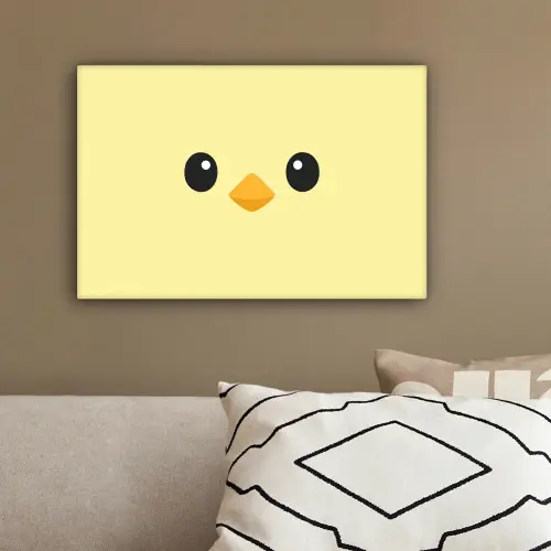 Kuiken - Vrolijk - Geel - Minimalistisch canvas 2cm klein -sfeer3