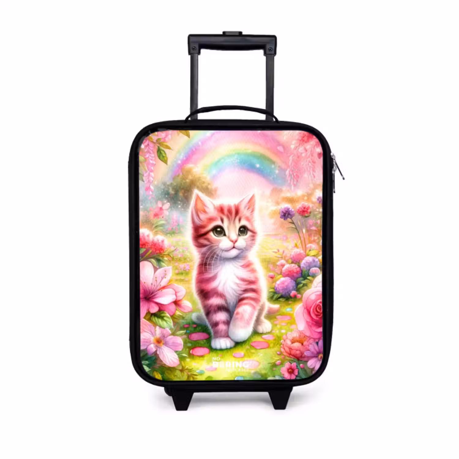 Kinderkoffer - Zwart - Roze regenboogkatje