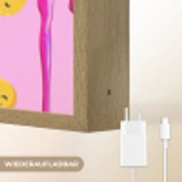 Smiley - Roze - Glazuur Light Box met batterij (Wandlamp kind) middel -USP_websiteoplaadbaarDE