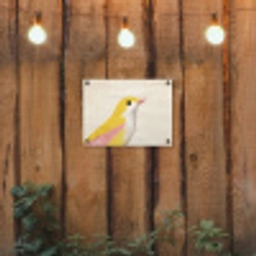 Vogel - Minimalistisch - Geel tuinposter los doek klein -sfeer1