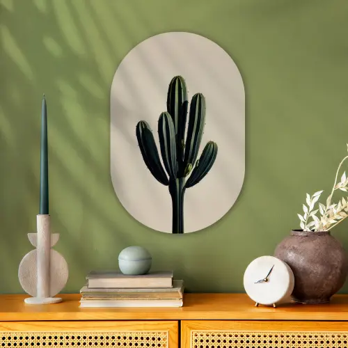 Cactus - Subtiel - Groen Wandcirkel Ovaal Forex klein -sfeer2