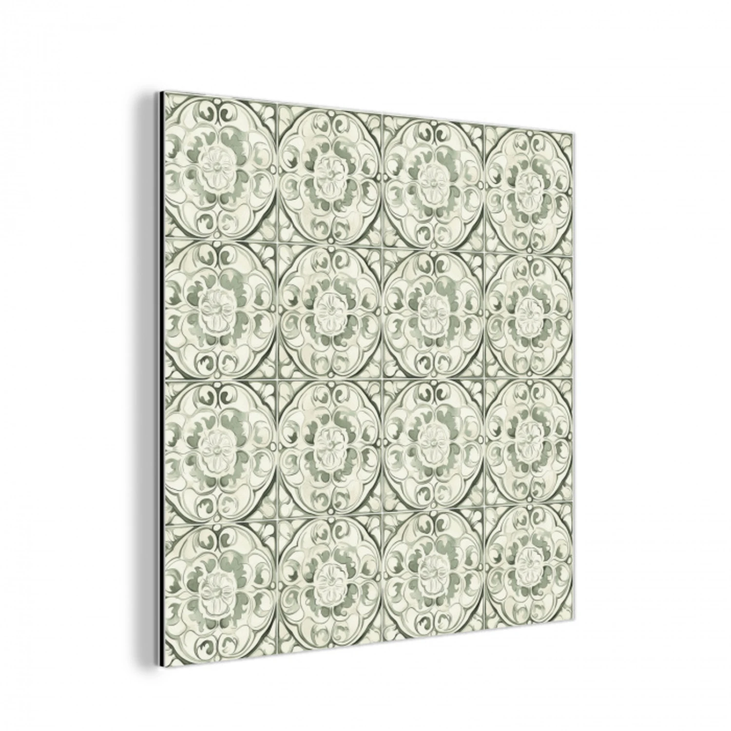 Krulornament - Tegel - Groen aluminium wit klein 46 -3d