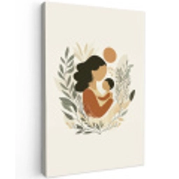 Illustratie - Moeder - Kind - Liefdevol Tuinposter op houten frame 2 cm dik middel -3d