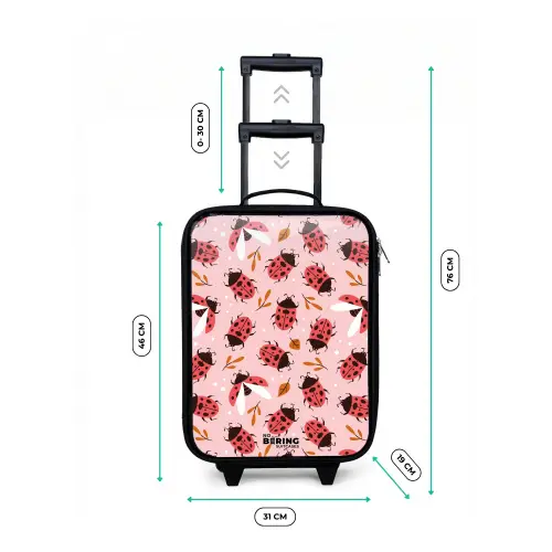 Rode lieveheersbeestjes op roze achtergrond Kinderkoffer - Zwart klein -productfoto_formaten