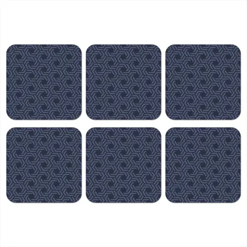 Patroon - Blauw - Geometrisch onderzetter kurk middel 366 -3d