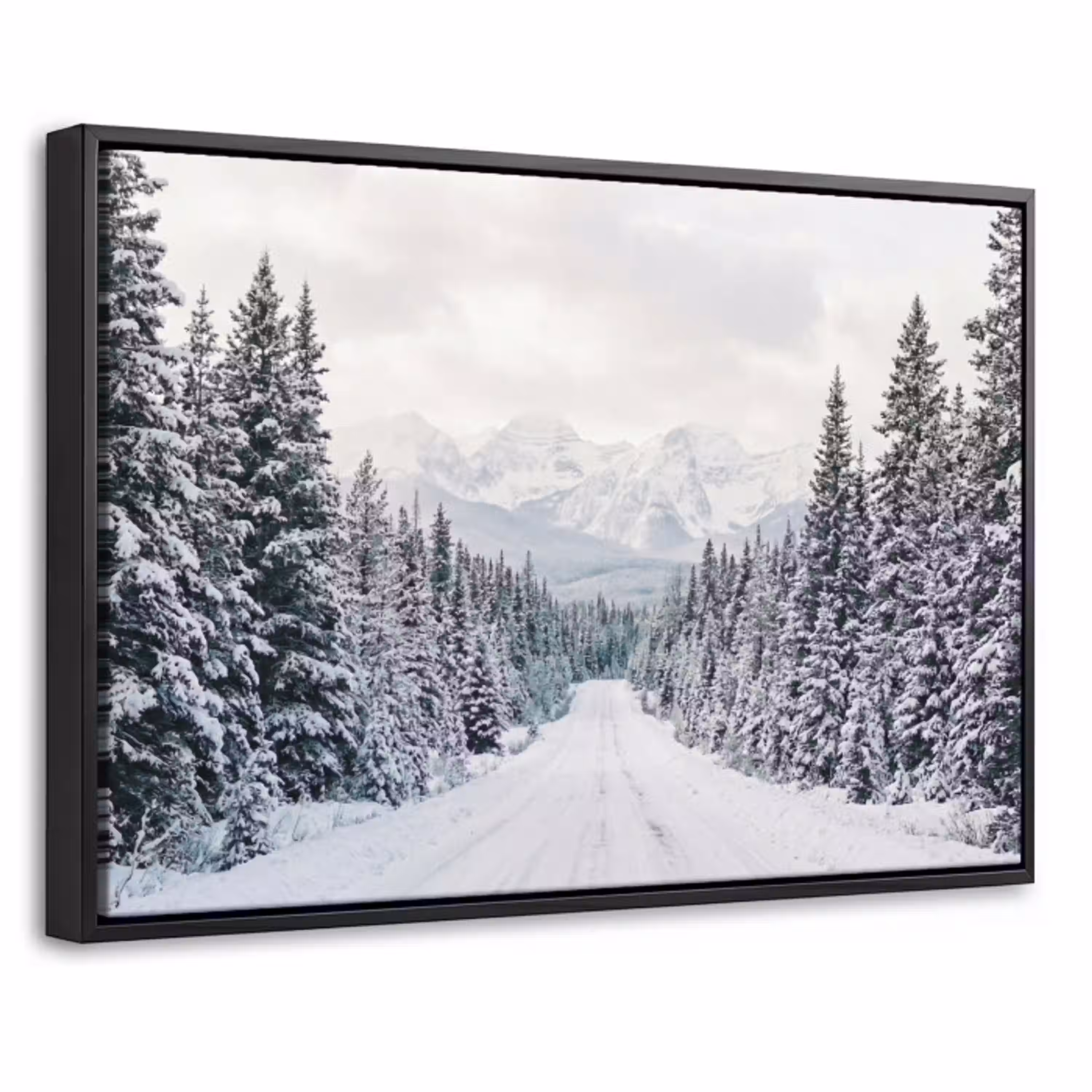 Weg - Sneeuw - Naaldbos - Winter - Avontuurlijk Canvas met baklijst klein -threedimensional_3d_global