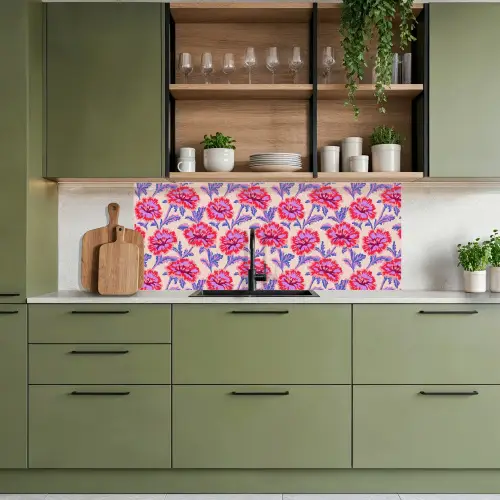 Bloemen - Patroon - Meerkleurig keuken achterwand 2 middel 871 -sfeer3