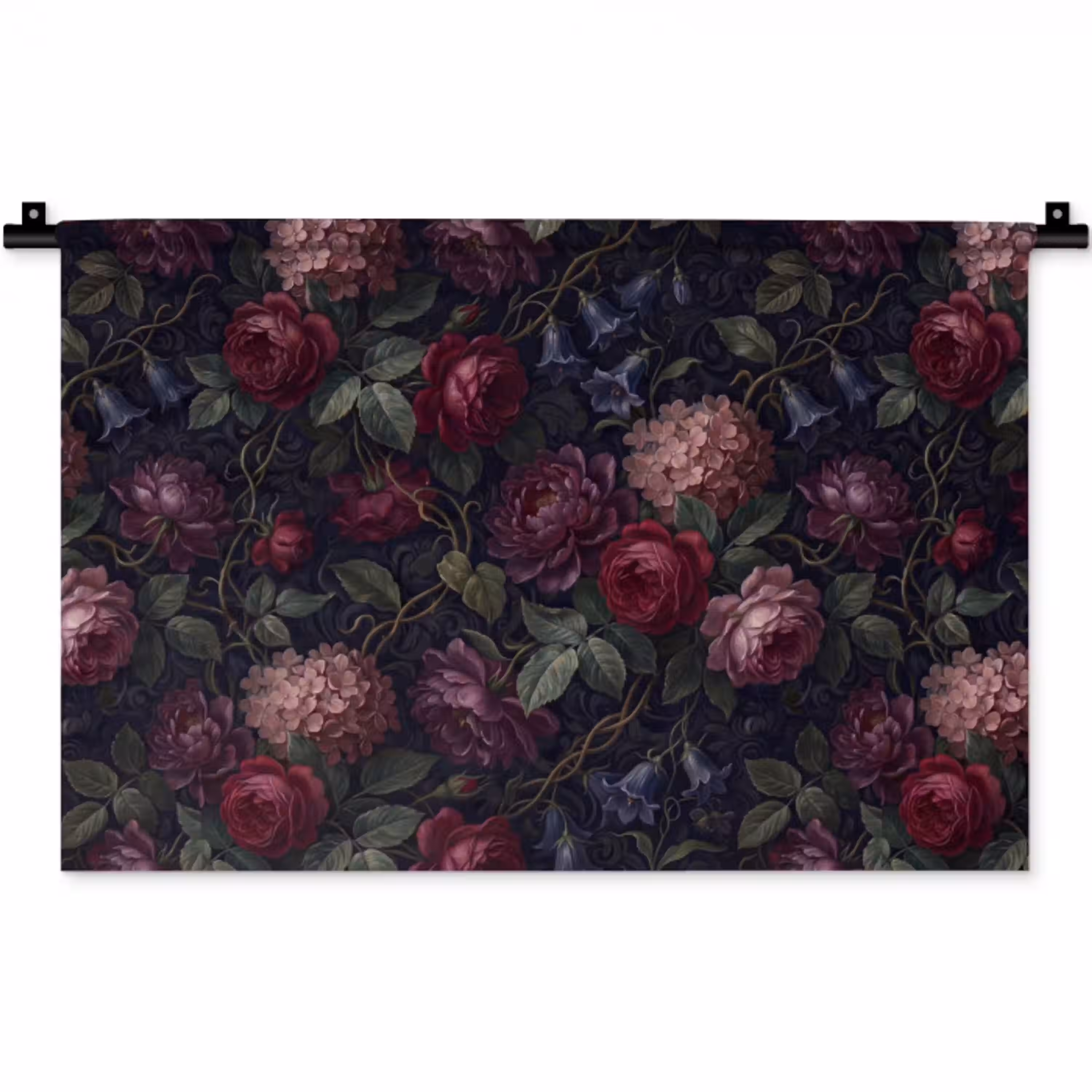 Bloemen - Rood - Klassiek - Donker - Patroon Wandkleed katoen klein -zz3d