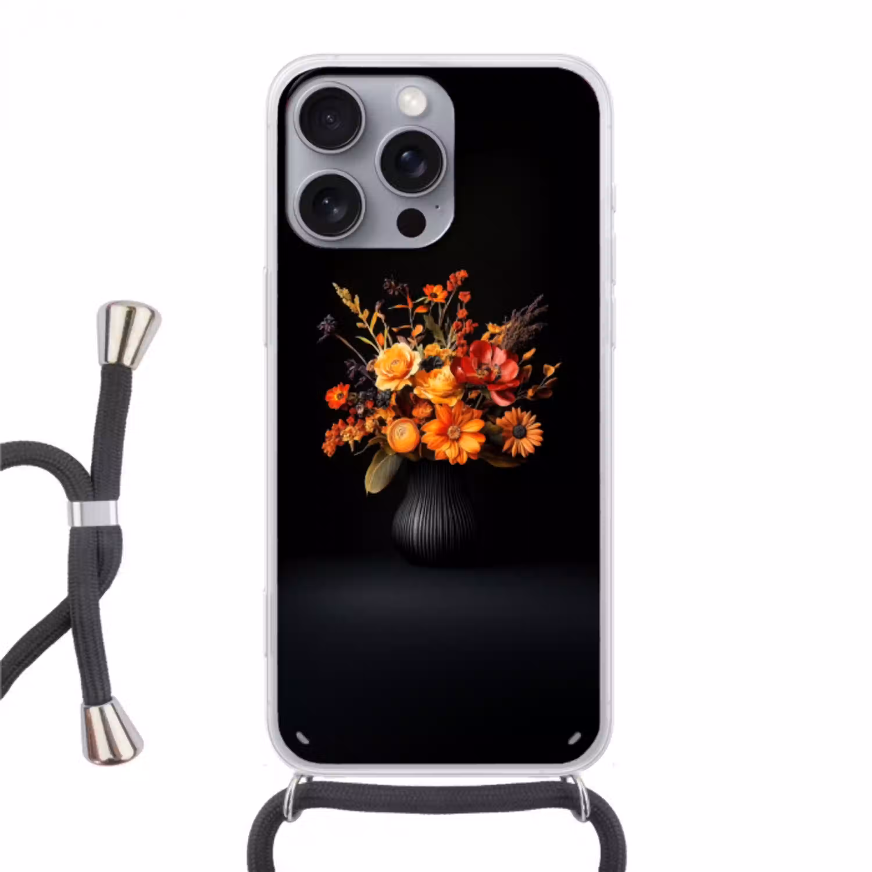 Herfst - Boeket - Oranje Hoesje iPhone 16 Pro Max met koord klein -3d