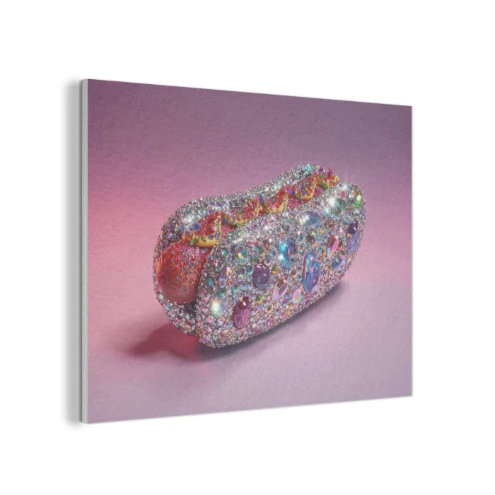 Hotdog - Steentjes - Glitters - Paars PET vilt klein -3d