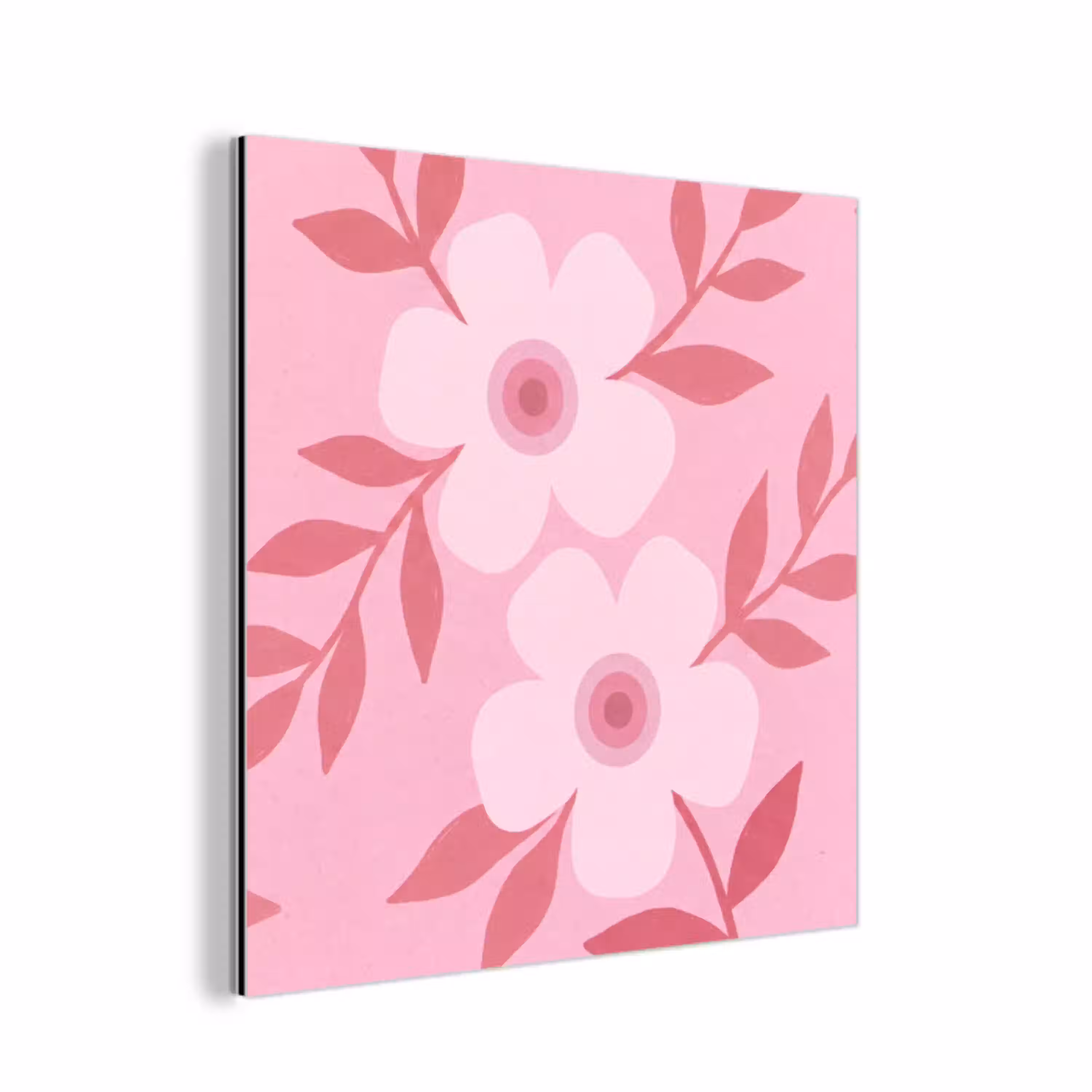 Bloemen - Abstract - Modern - Roze - Natuur aluminium wit klein -3d