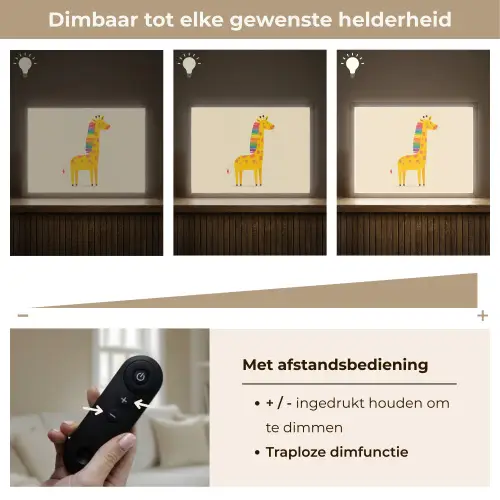 Giraffe - Regenboogmanen - Beige Light Box met batterij (Wandlamp kind) middel -USP_dimbaarNL