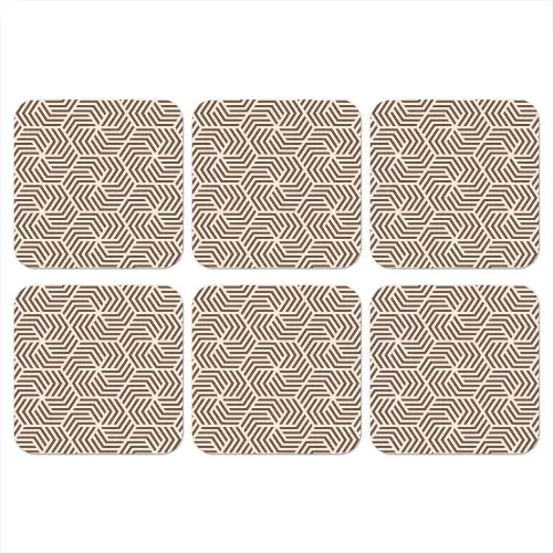 Beige - Bruin - Patroon - Strepen onderzetter kurk middel 366 -3d