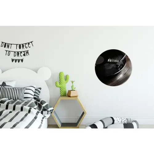 Close-up - Vinylplaat - Platenspeler - Zwart Wandcirkel aluminium klein -kinderkamer