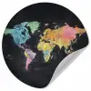 Wereldkaart - Krijtstrepen - Regenboog Wandcirkel behangsticker klein -3d