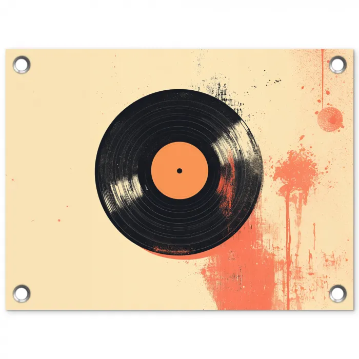 Vinylplaat - Zwart - Verfspatten - Retro tuinposter los doek klein -3d