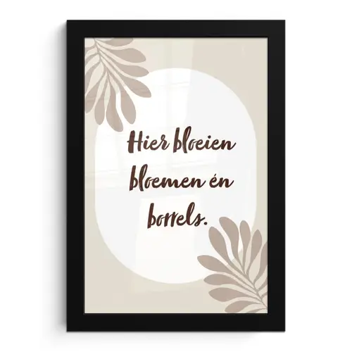 Bloemen - Quote - Zomer - Beige fotolijst zwart zonder passe partout klein -3d