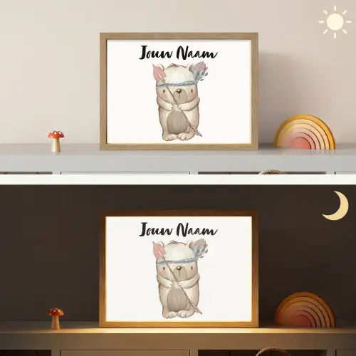 Beer - Dier - Bosdieren Light Box met batterij (Wandlamp kind) middel -sfeer3_kind