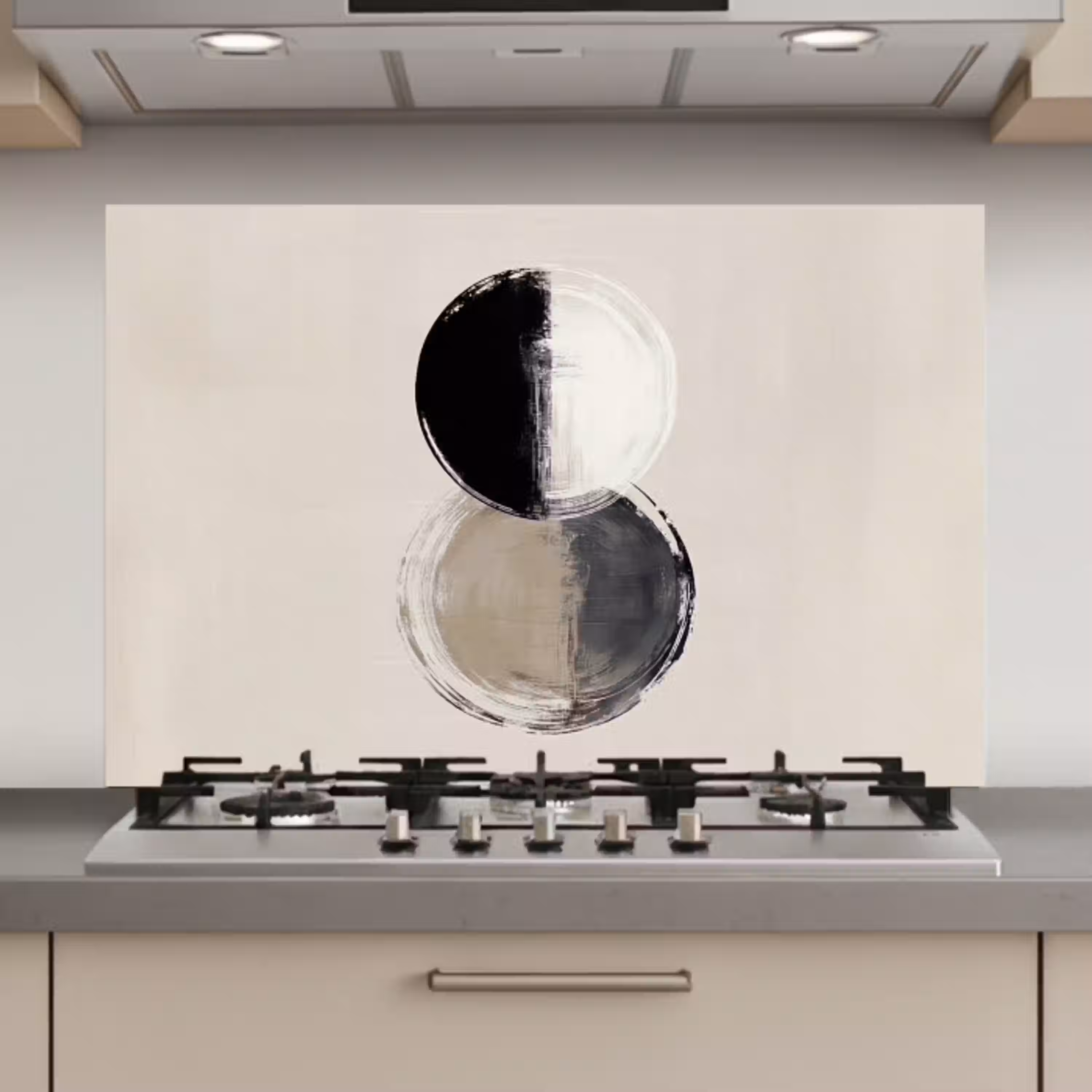 Cirkels - Strepen - Minimalistisch - Zwart keuken achterwand spatscherm klein -3d_website