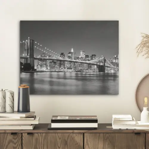 New York - Brug - Brooklyn - Zwart wit - Architectuur PET vilt klein -sfeer1
