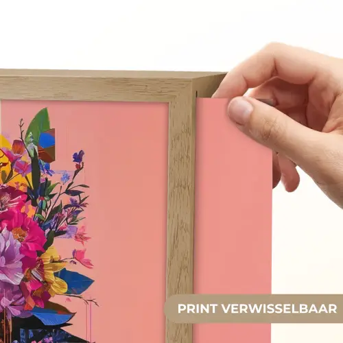 Kleurrijk - Bloemen - Vrouw - Zon Light Box met batterij (Wandlamp) middel -USP_websiteprintNL