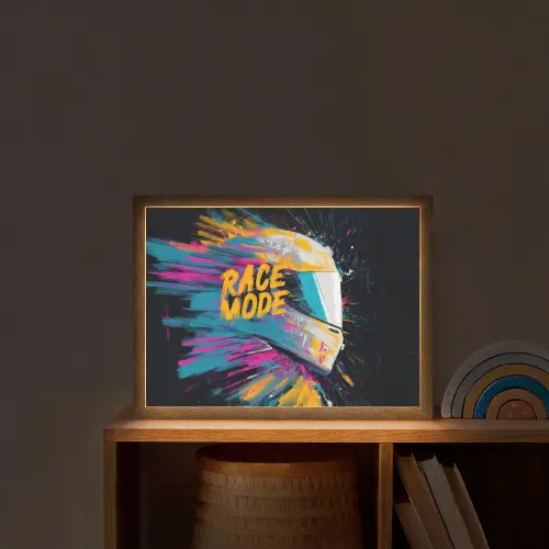 Racehelm - Abstract - Verf - Kleurrijk Light Box met batterij (Wandlamp kind) middel -sfeer1_kind