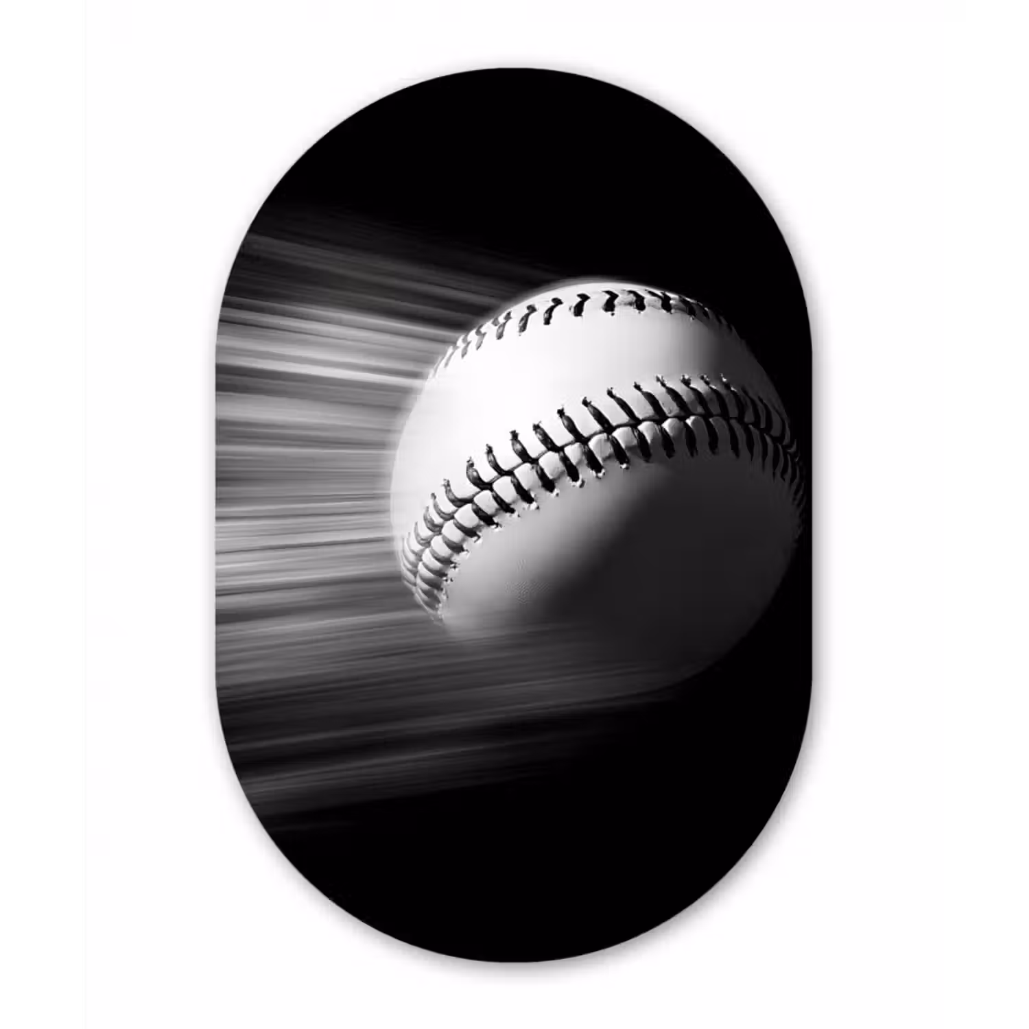 Glasbild Oval - Baseball - Weiß - Fliegen
