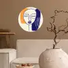 Minimalistisch - Gezicht - Hand - Oranje - Blauw Wandcirkel behangsticker klein -sfeer1